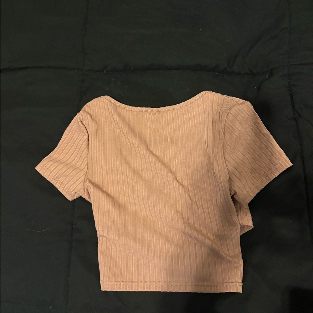 SHEIN Ribbed Brown Crop Top